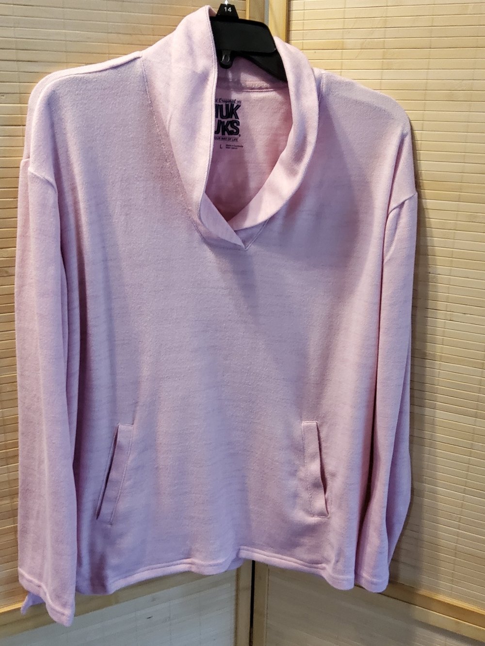 Muk Luks Light Pink Shawl-Collar Pullover Hoodie
